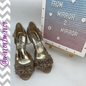 Steve Madden Women's Taupe Ruffle Peep-Toe Heels